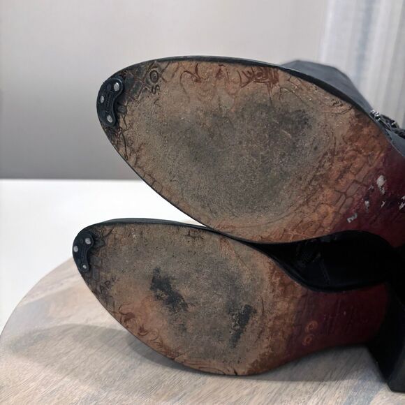 Mark Nason Siren Women's Tall Black Leather Embossed Riding‎ Boots US Size 5 - Picture 10 of 13